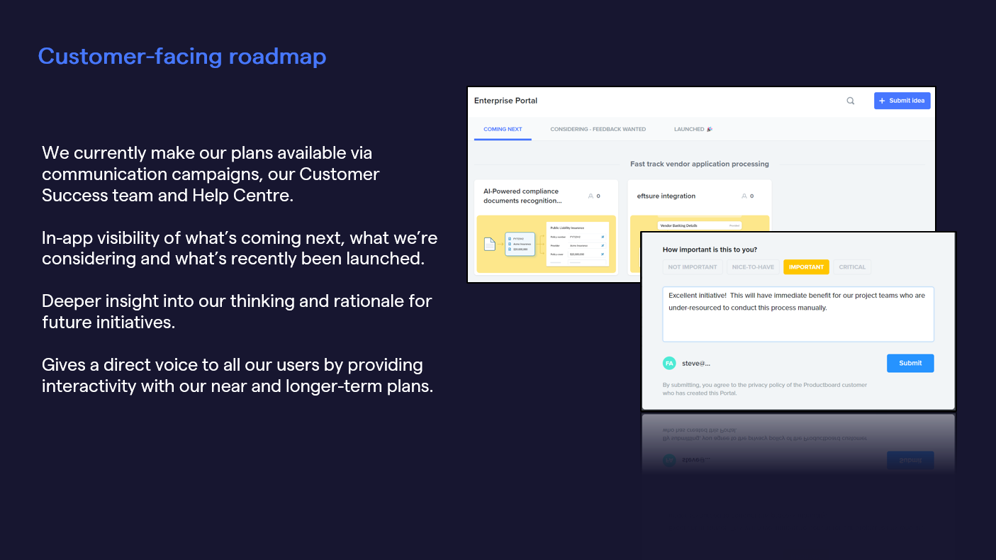customer facing product roadmap