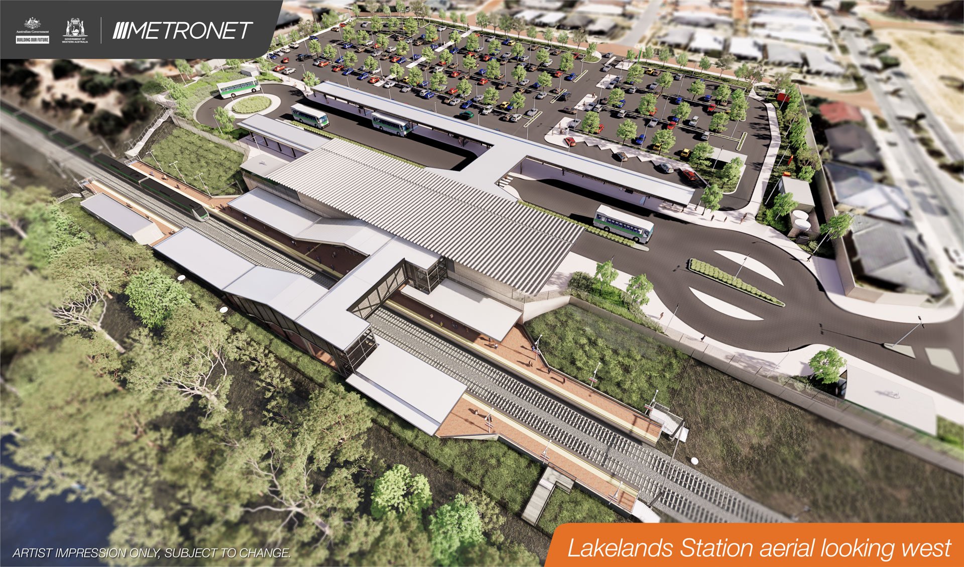 Lakelands Station Render Aerial West