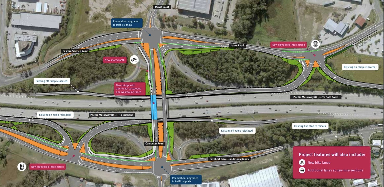 pacific motorway m1 yatala south interchange exit 41 concept design