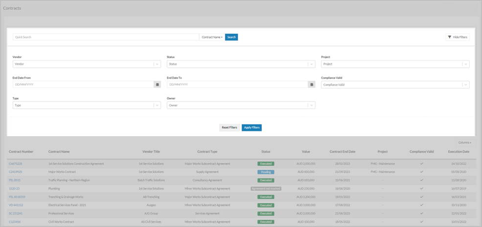 Using Felix to store contracts - a holistic view of vendor relationships