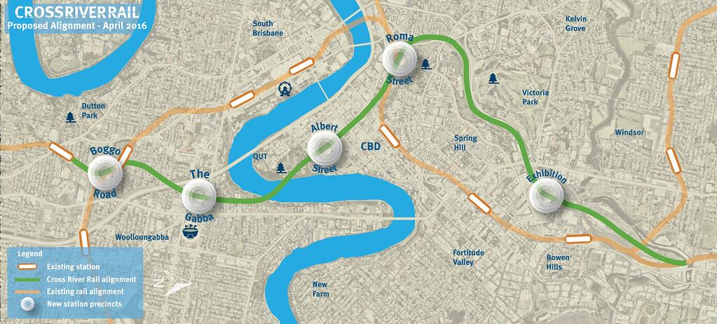 Cross River Rail Proposed Alignment as at April 2016