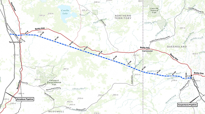 Jemena NEGI preferred route pipeline overview map