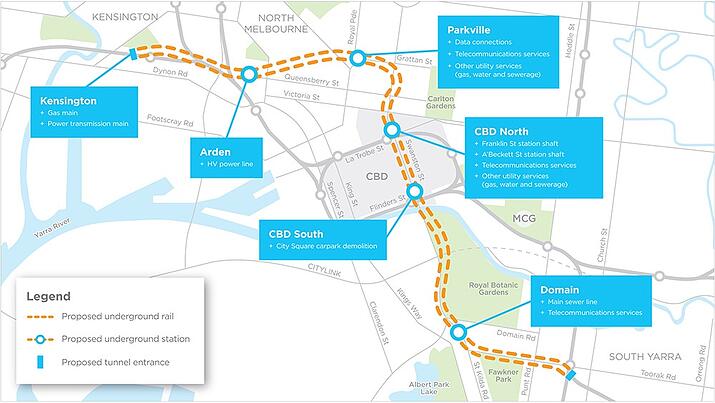 Melbourne Metro Tunnel Project Map for Tunneling works