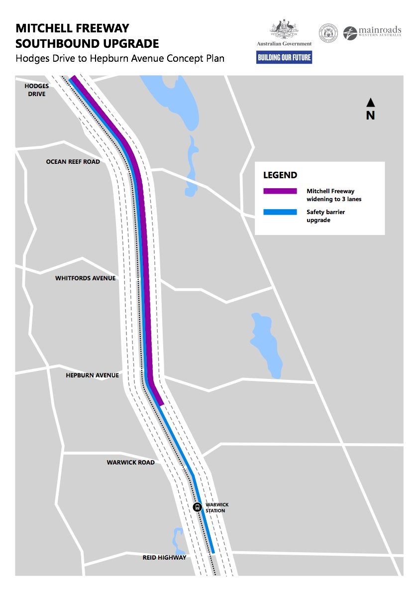 Mitchell Freeway SB Upgrade Map