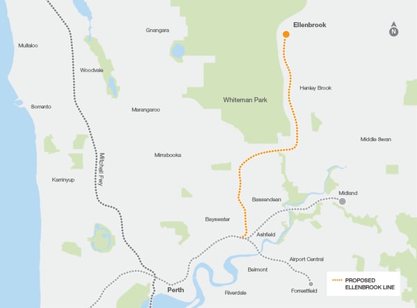 Morley Ellenbrook Projected Rail Line