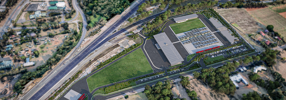 Aerial shot of Brisbane Metro Depot (cr: Brisbane City Council)