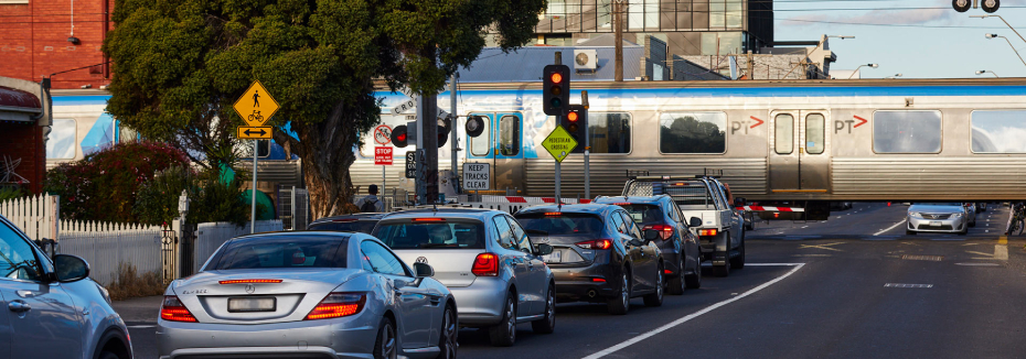 Brunswick Road level crossing (cr: Victoria's Big Build)