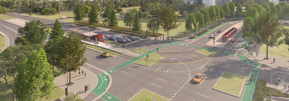 Artist impression of Canberra Light Rail Stage 2A (cr: ACT Government)