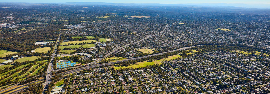 Aerial view of Eastern Freeway and Bulleen Road (cr: Victoria's Big Build)