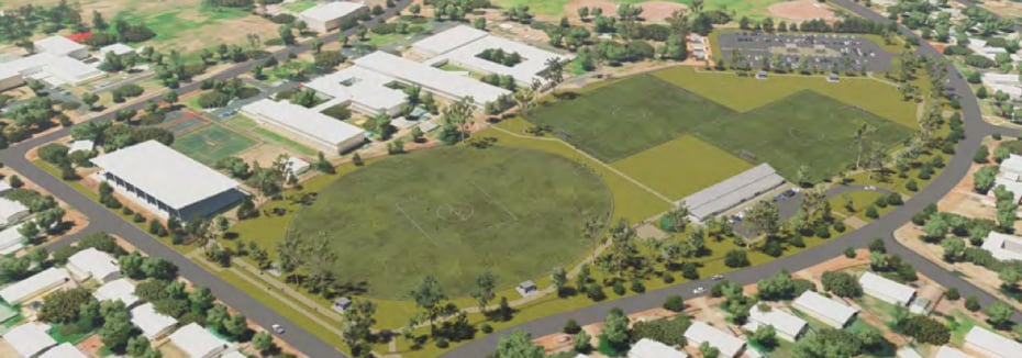 Artist impression of Gillen Oval Multi-Sport Precinct (cr: NT Department of Logistics and Infrastructure)