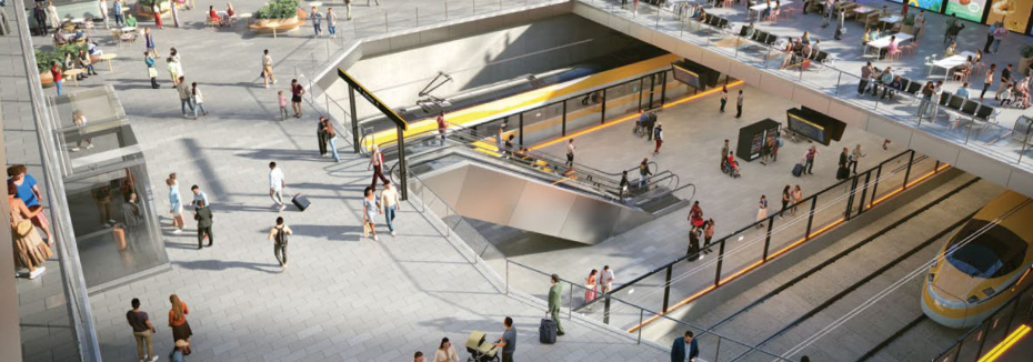 Artist impression of High Speed Rail Newcastle to Sydney (cr: Australian Government)