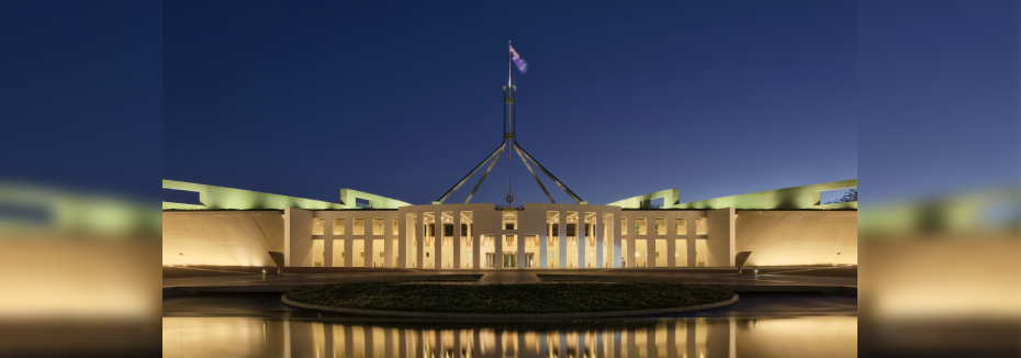 Parliament House in Canberra (cr: Wikipedia)