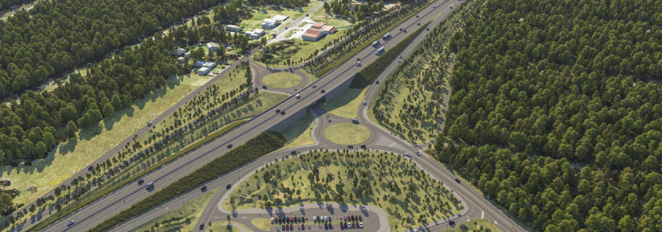 Artist impression of the upgraded Jervis Bay Road intersection (cr: Transport for NSW)