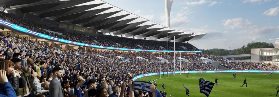 Artist impression of the stadium (cr: Kardinia Park Stadium Trust)