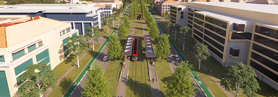 Light rail stop at National Triangle (cr: ACT Government)
