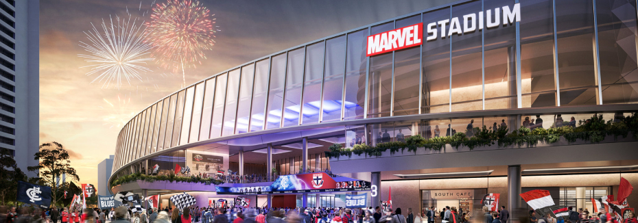 Stadium facade (cr: Marvel Stadium)