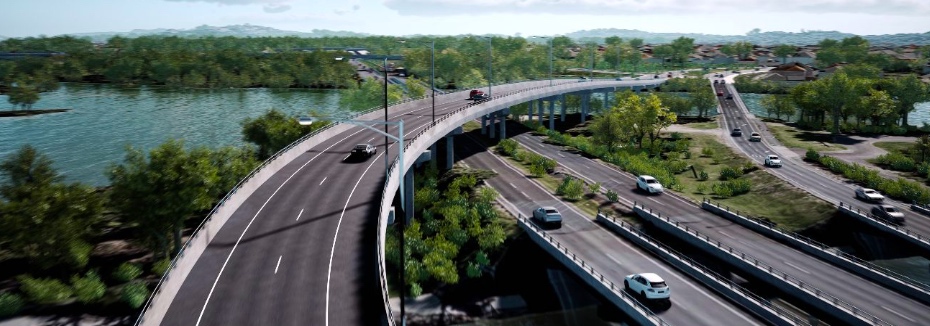 Artist impression of the Mooloolah River Interchange upgrade (cr: Department of Transport and Main Roads)