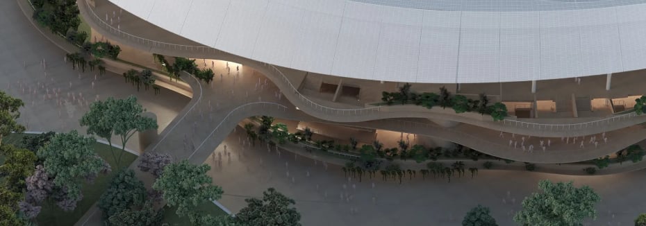 Artist impression of the new Brisbane Stadium (cr: GIICA)