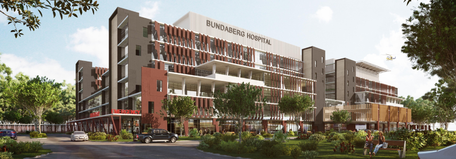 Artist impression of the new Bundaberg Hospital (cr: Queensland Government)