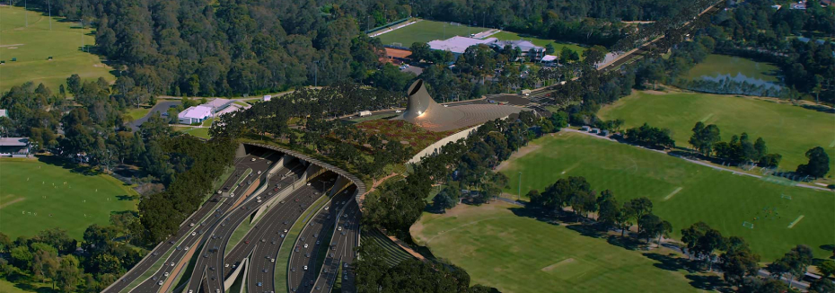 Southern tunnel portal & Yarra Link green bridge (cr: Victoria's Big Build)