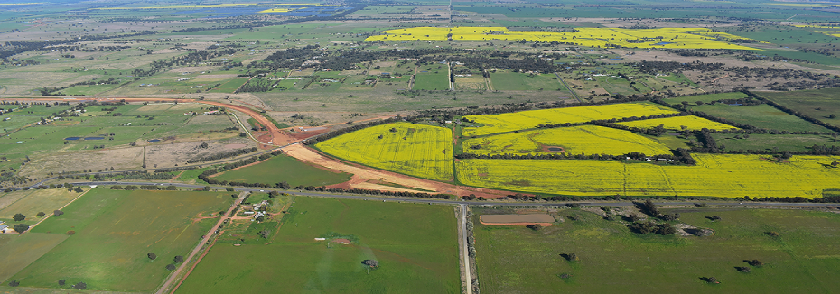 Aerial view of Parkes Bypass (cr: Transport for NSW)