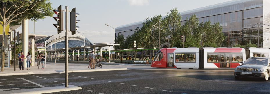 Parramatta Light Rail at Sydney Olympic Park (cr: Parramatta Light Rail)