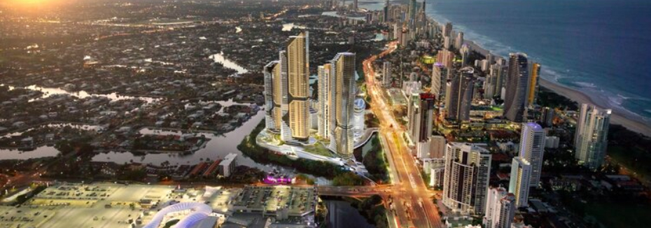 Aerial view of The Star Gold Coast (cr: The Star Entertainment Group)