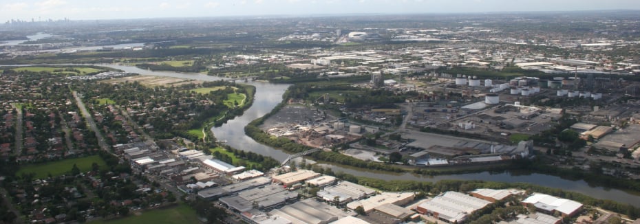 Parramatta River aerial shot (cr: Wikipedia)