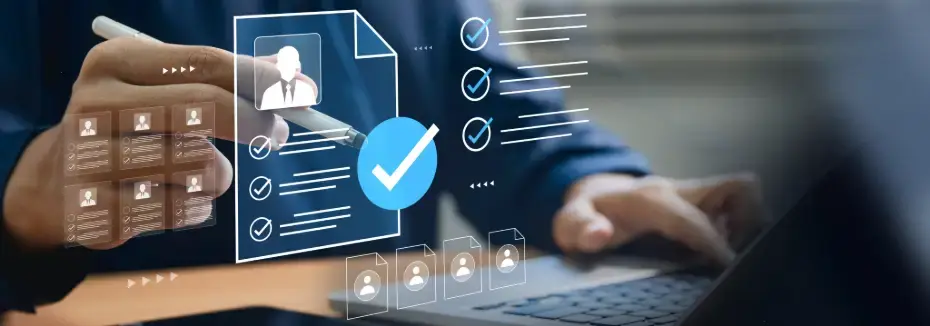 Digital vendor profile and document checklist interface illustrating contract validation and compliance management.