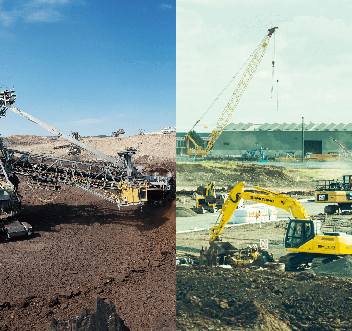 Mining and construction equipment showing Felix ESG management for capital-intensive industries.